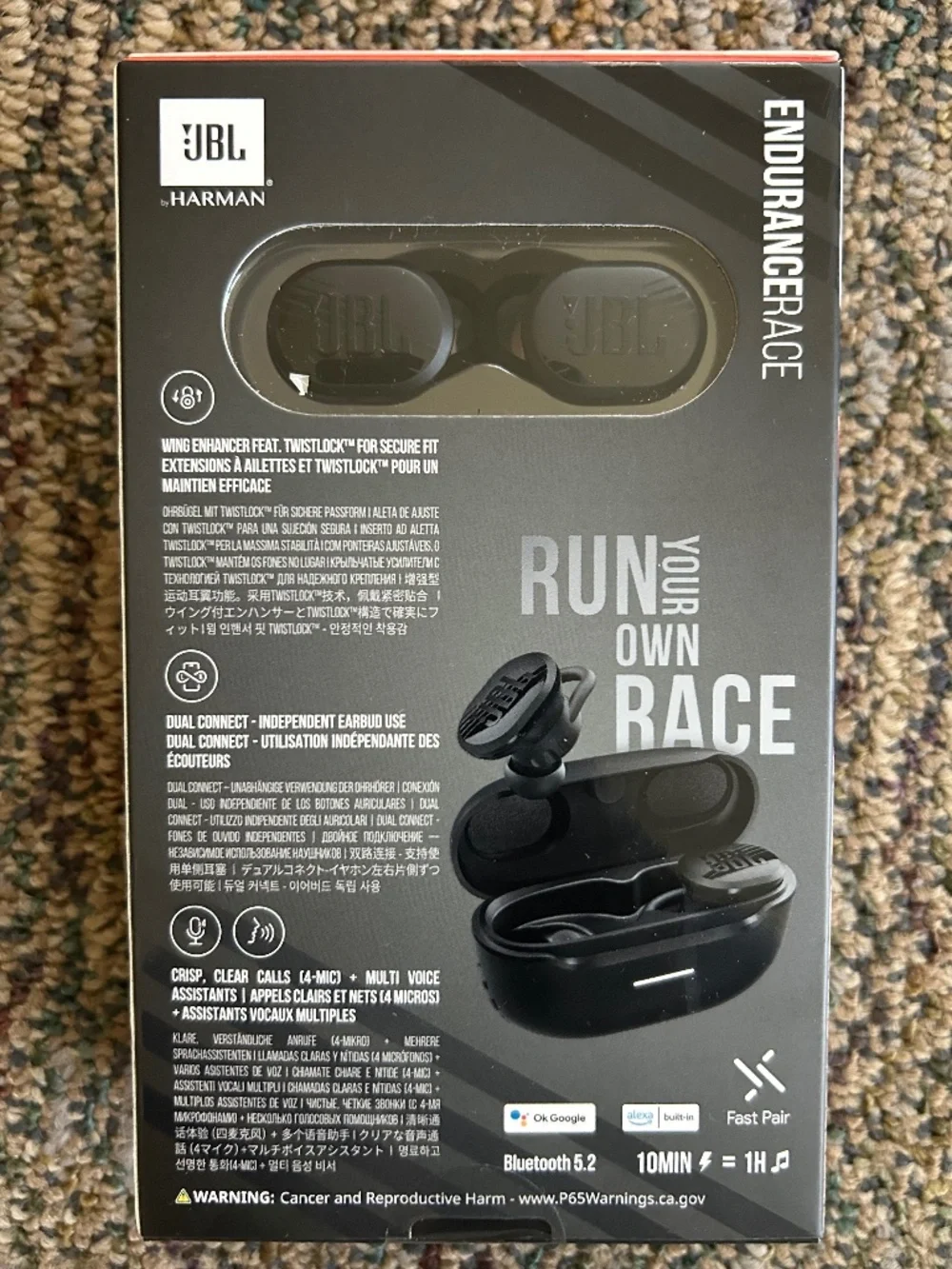 JBL Endurance Race Black Wireless Earbuds Waterproof